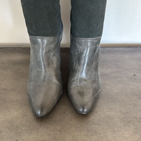Gianni Bini Marlow Suede Leather Gray/Green Knee-High Boots Women's Size 6M GUC - Picture 5 of 14